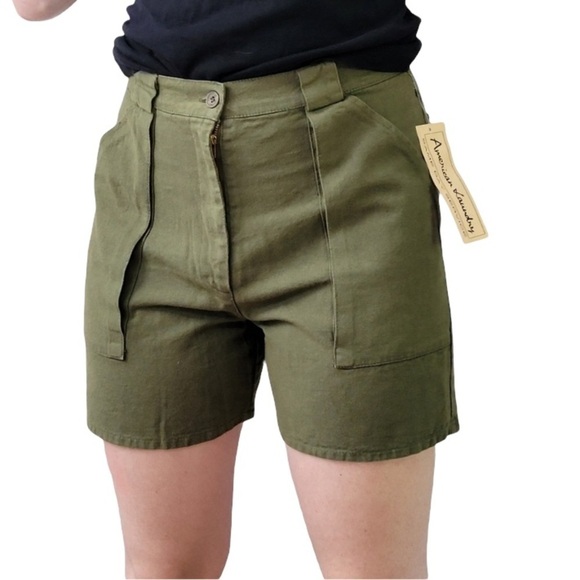 HIGH waisted 100% cotton cargo shorts vintage dead stock NWT - Picture 1 of 11